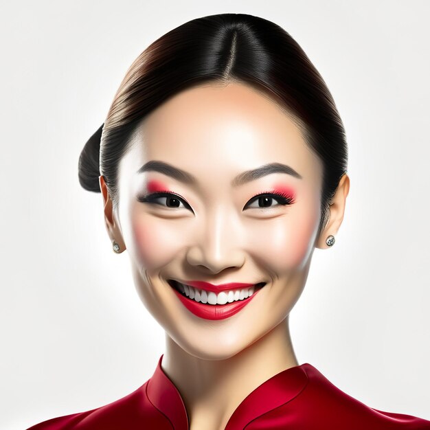 Foto einer jungen asiatischen Frau mit perfekter Haut Generative KI