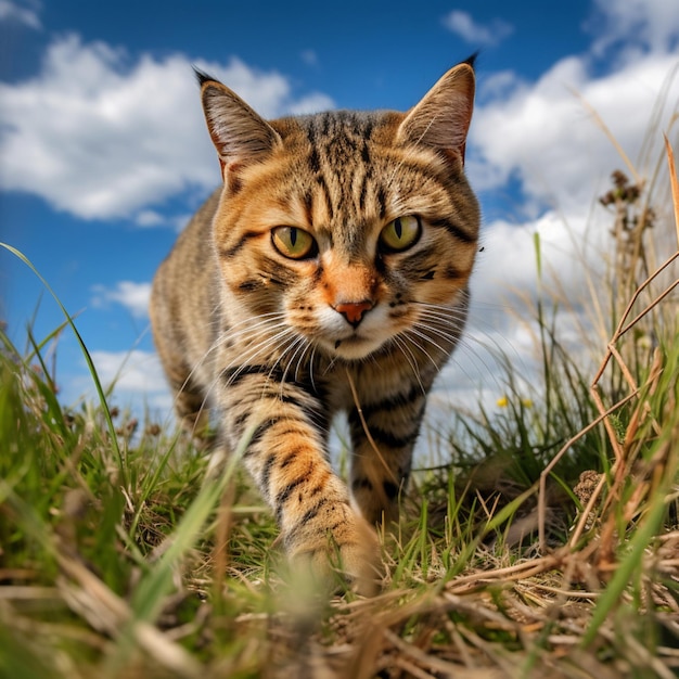 Foto einer Katze, vollständige Aufnahme, hochwertiges HDR, 16K, Ultra-HD, wild