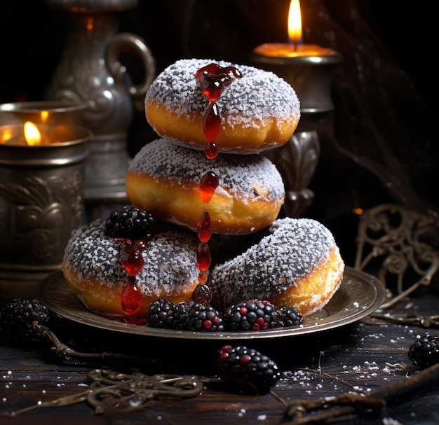 Foto einer köstlichen Anordnung von glasierten Donuts