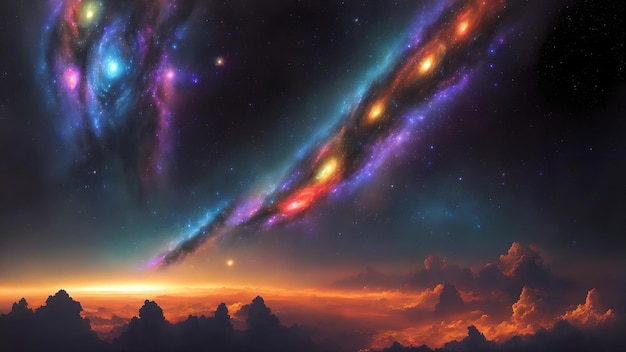 Foto einer lebendigen und faszinierenden Galaxie, die den Nachthimmel beleuchtet