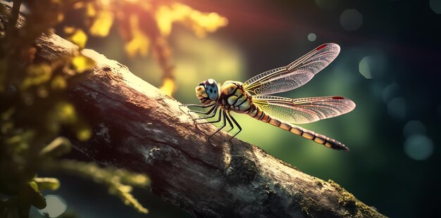 Foto einer Libelle auf einem Baum