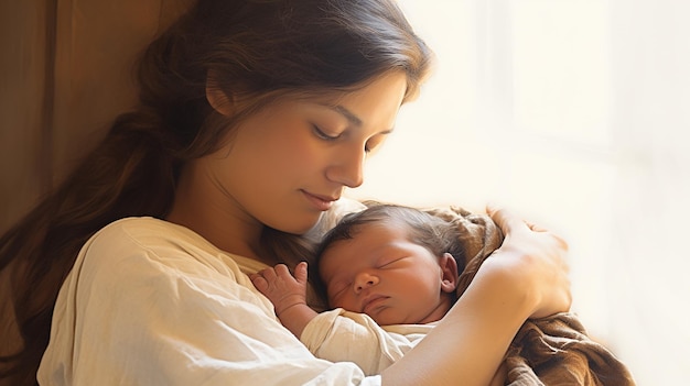 Foto einer Mutter mit ihrem neugeborenen Baby
