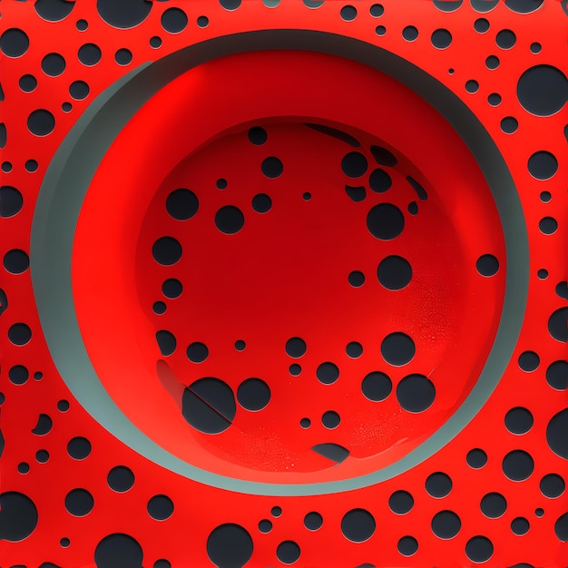 Foto einer Nahaufnahme eines roten Objekts mit schwarzen Punkten
