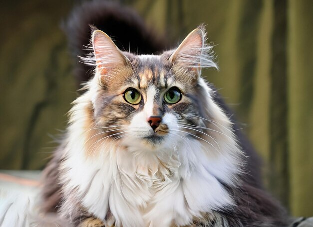 Foto einer niedlichen norwegischen Waldkatze mit generativem KI