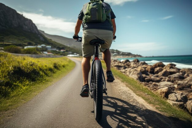 Foto einer Person, die Fahrrad fährt