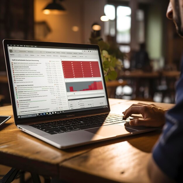 Foto einer Person, die Steuerabzüge auf einem Laptop überprüft