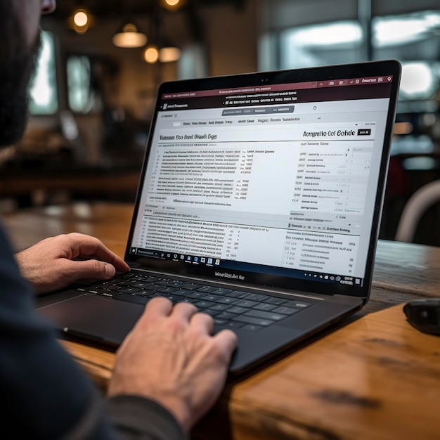 Foto einer Person, die Steuerabzüge auf einem Laptop überprüft
