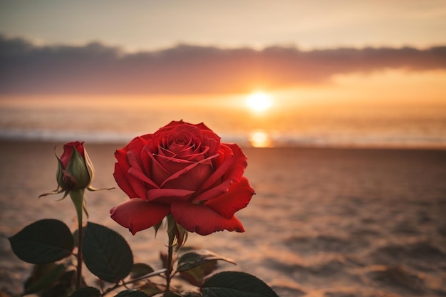 Foto einer Rosenblüte am Strand