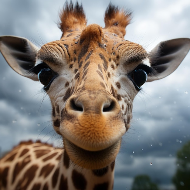 Foto foto einer sanften und neugierigen giraffe generative ki