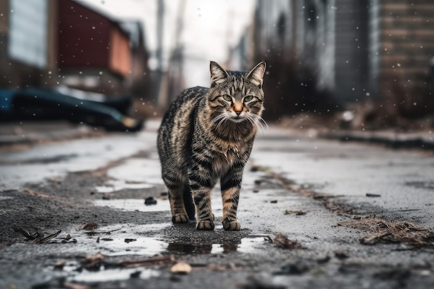 Foto einer streunenden Katze in Gefahr