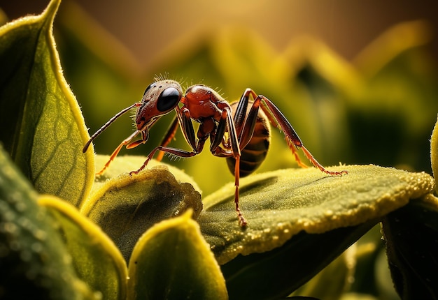 Foto einer wilden Ameise aus nächster Nähe im Naturhintergrund