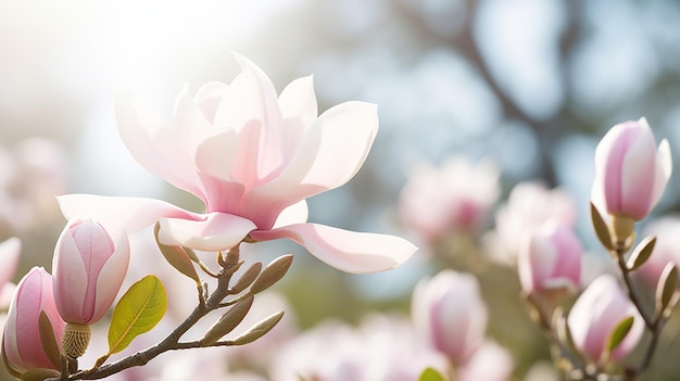 Foto einer wunderschönen Magnolienblume, die auf weißem Hintergrund isoliert ist