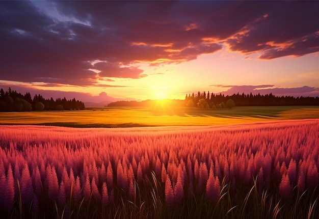 Foto einer wunderschönen Morgenblume mit blühenden Blumenlandschaften und Morgensonnenschein