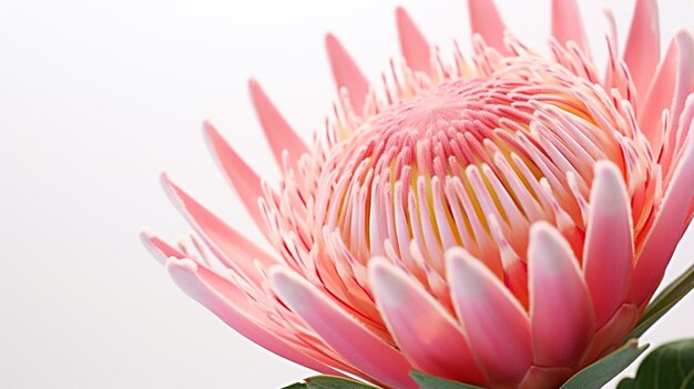 Foto einer wunderschönen Protea-Blüte, die auf weißem Hintergrund isoliert ist