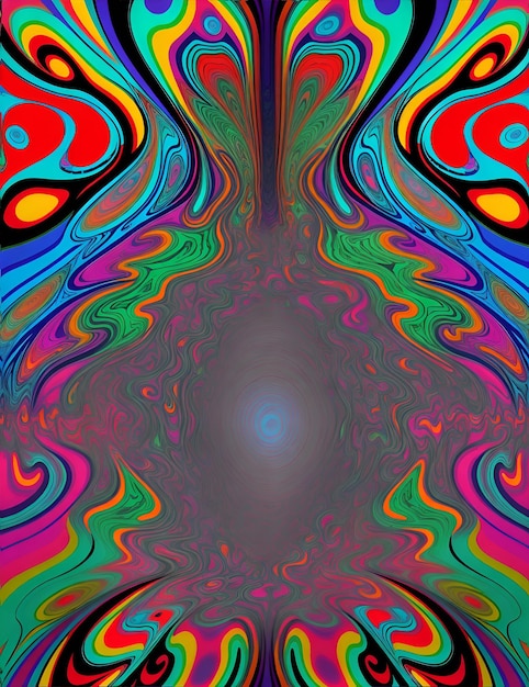 Foto eines abstrakten Gemäldes mit leuchtenden Farben und dynamischen Linien