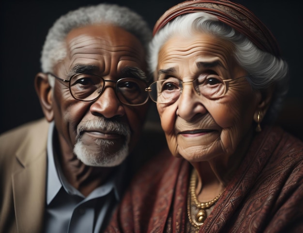 Foto eines älteren Elternpaares, das zusammen sitzt. Beide tragen eine Brille an einem globalen Tag der Eltern