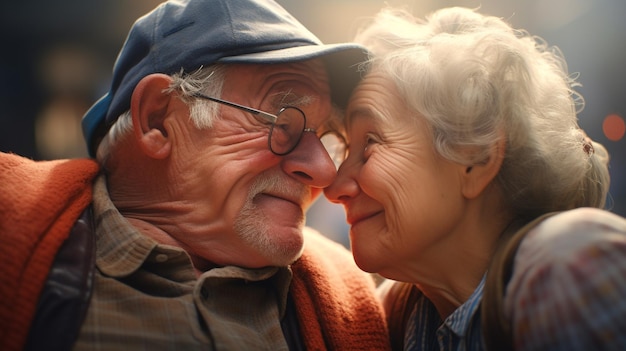 Foto eines älteren Paares, das sich mit echter Liebe ansieht