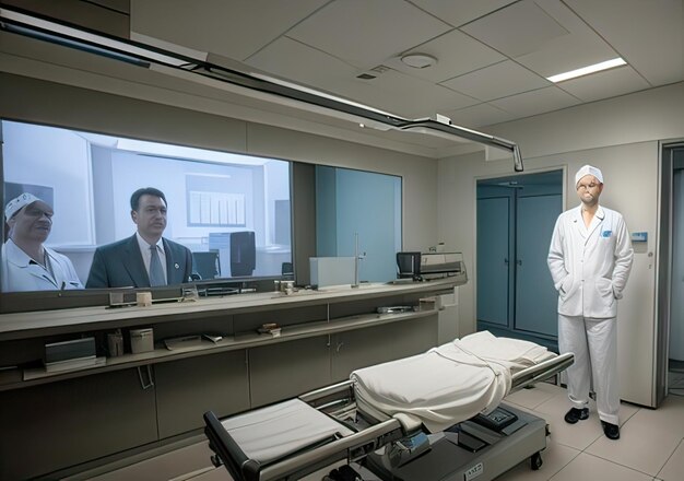 Foto foto eines arbeiters im krankenhaus generative ki