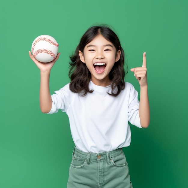 Foto eines ausgetretenen asiatischen Mädchens mit einem Ball