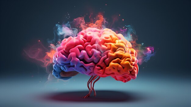 Foto eines bunten Gehirns für Social-Media-Bildungsanzeigen Gehirnideen modern realistisch