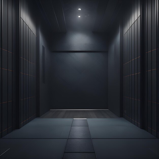 Foto eines dunklen Raumes mit schwarzen Wänden und Boden
