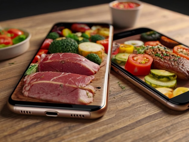 Foto eines Handys mit einer Lebensmittelwerbung für ein Produktmodell