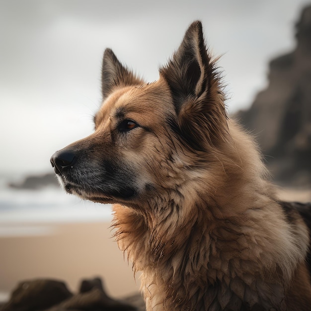 Foto eines Hundes am Strand generative ai