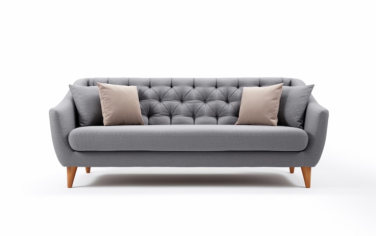 Foto foto eines klassischen, modernen sofas isoliert auf weißem hintergrund