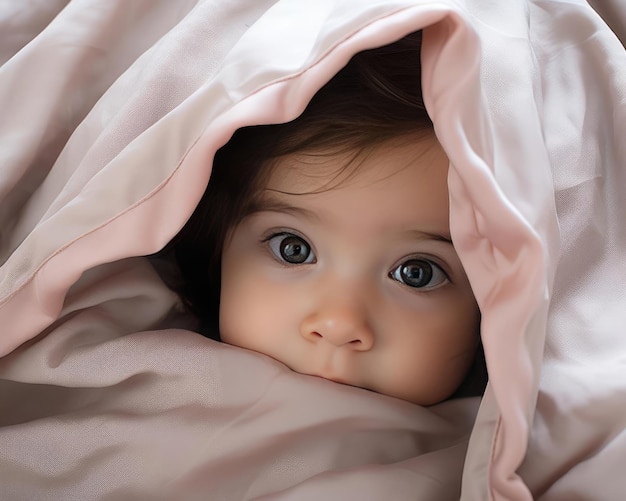 Foto eines kleinen Mädchens in einer Decke