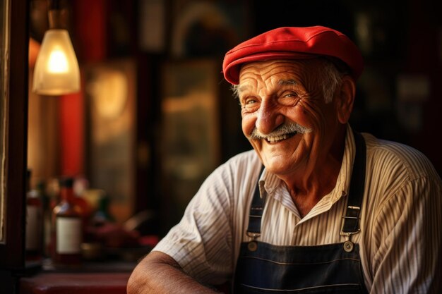 Foto foto eines lächelnden alten italienischen mannes