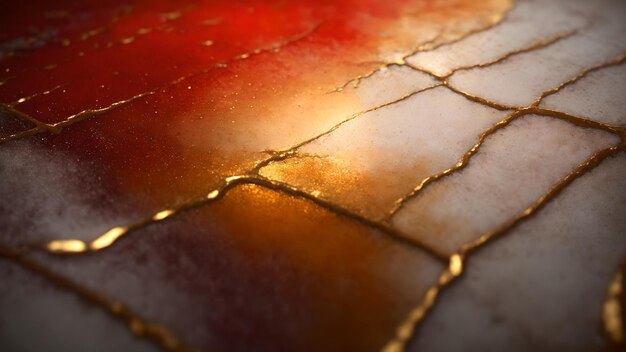 Foto eines lebendigen und luxuriösen Fliesenbodens mit goldenen und roten Farben