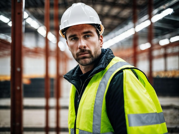 Foto eines Mannes als Bauarbeiter mit Helm generativer KI