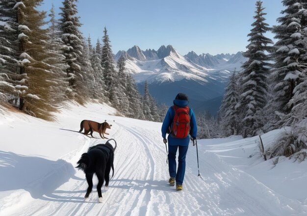 Foto eines Mannes, der auf dem Berg spaziert