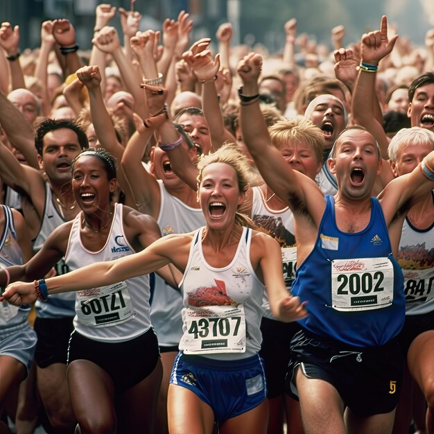 Foto eines Marathonlaufs mit einer Menge Läufer in Bewegung