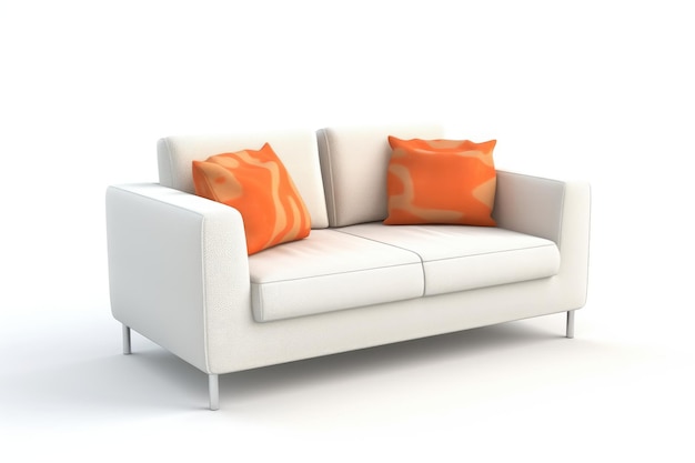 Foto eines modernen 3D-Sofas auf weißem Hintergrund Generative KI