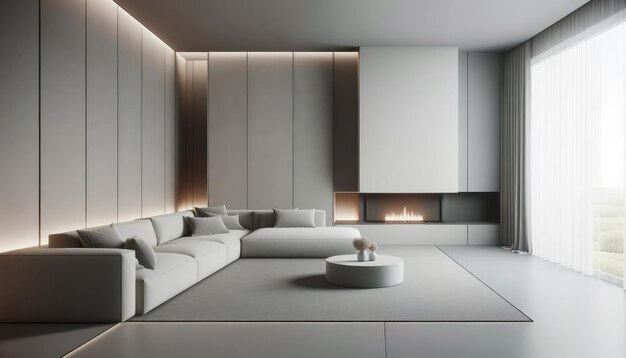 Foto eines modernen Wohnzimmers im minimalistischen Stil