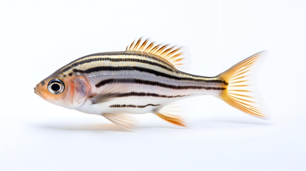 Foto eines niedlichen Zebra-Danio-Fisches auf weißem Hintergrund