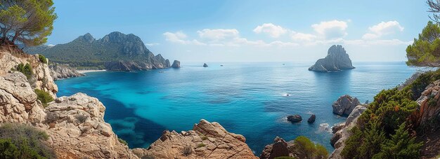 Foto eines sonnigen Tages mit Blick auf den Palmenstrand eines tropischen Strandes im Hintergrund