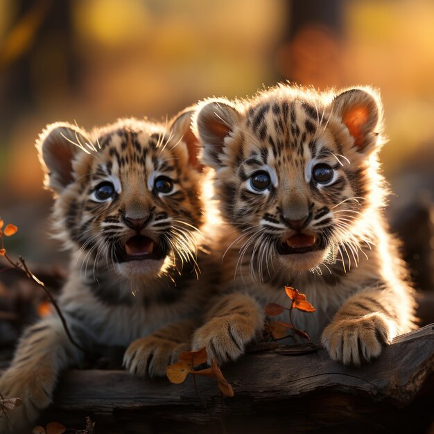 Foto foto eines spielenden tigerjungen mit seinen geschwistern generative ki