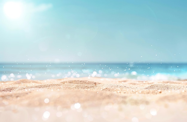Foto eines Strandes mit Sand und Wasser im Sommerhintergrund