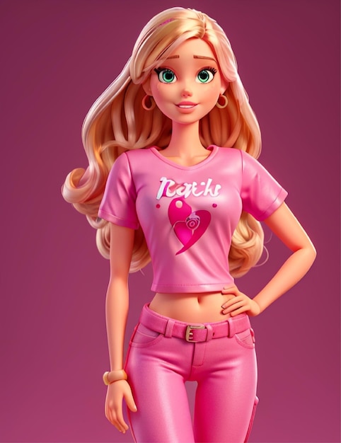 Foto eines süßen Barbie-Mädchens mit wunderschönem Haarhintergrund