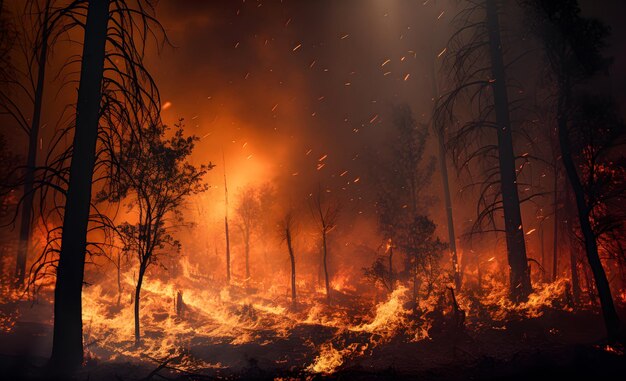 Foto eines Waldbrandes Generative KI