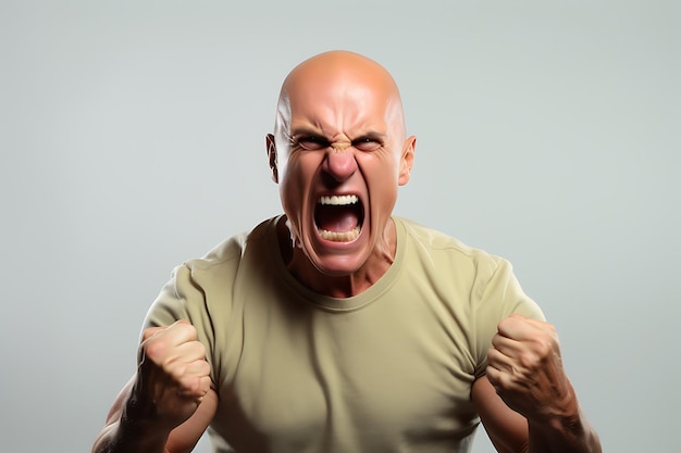 Foto foto eines wütenden mannes auf weißem studio-hintergrund