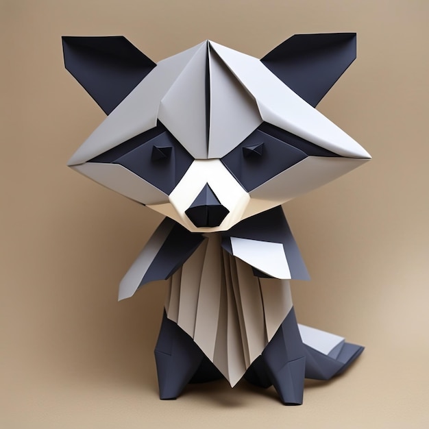 Foto foto eines zeichentrickfilms mit origami-racoon