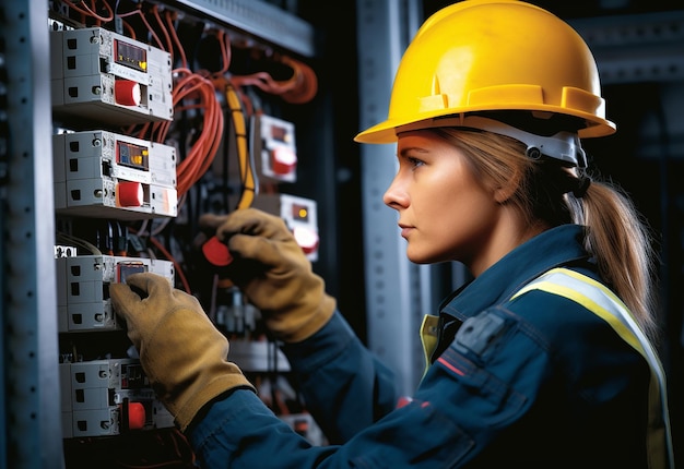 Foto de un electricista trabajando.