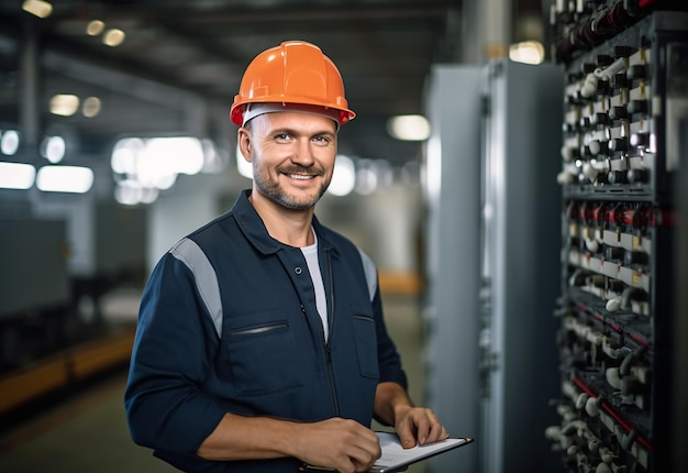 Foto de un electricista trabajando.