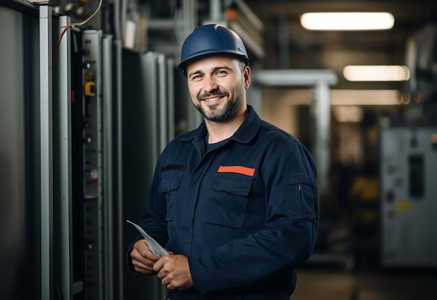 Foto de un electricista trabajando.