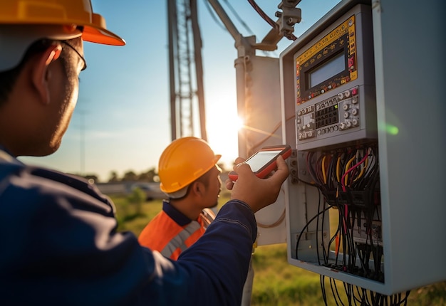 Foto foto de un electricista trabajando.