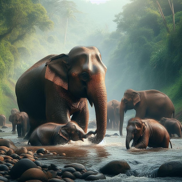 Foto de un elefante en la naturaleza de la jungla generada por ai