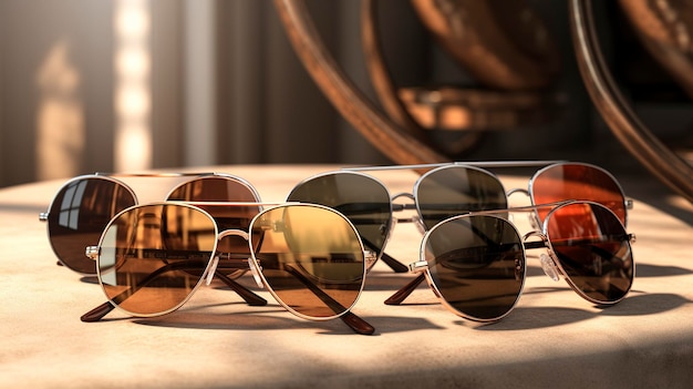 Una foto de la elegante colección de gafas de sol de una boutique.